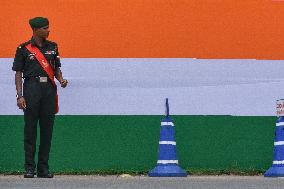 Dress Rehearsal Of Parade Ahead Of 78th Independence Day Celebration In India.