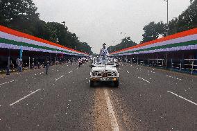 Dress Rehearsal Of Parade Ahead Of 78th Independence Day Celebration In India.