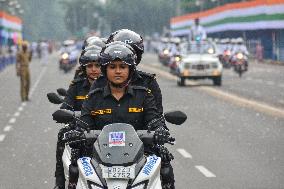 Dress Rehearsal Of Parade Ahead Of 78th Independence Day Celebration In India.