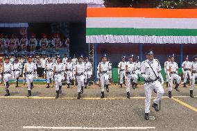 Dress Rehearsal Of Parade Ahead Of 78th Independence Day Celebration In India.