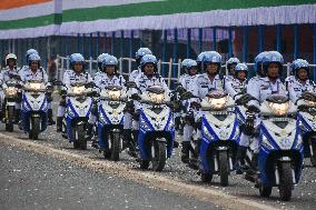 Dress Rehearsal Of Parade Ahead Of 78th Independence Day Celebration In India.