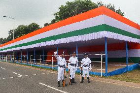 Dress Rehearsal Of Parade Ahead Of 78th Independence Day Celebration In India.