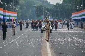 Dress Rehearsal Of Parade Ahead Of 78th Independence Day Celebration In India.