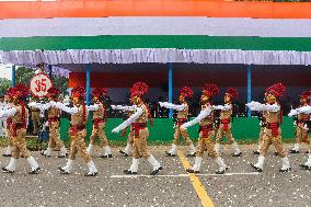 Dress Rehearsal Of Parade Ahead Of 78th Independence Day Celebration In India.