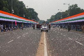 Dress Rehearsal Of Parade Ahead Of 78th Independence Day Celebration In India.