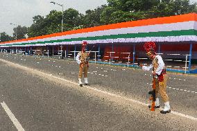 Dress Rehearsal Of Parade Ahead Of 78th Independence Day Celebration In India.