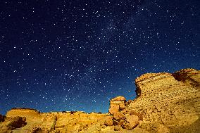 Starry Sky Over The Desert In Fayoum - Egypt