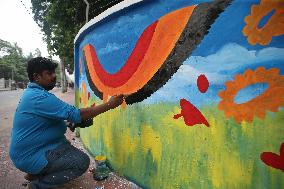 Students Paint New Graffiti - Dhaka