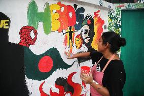 Students Paint New Graffiti - Dhaka