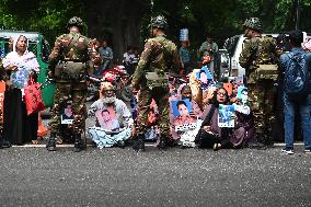 Family Members Of Victims Of Enforced Disappearance Protest In Front Of The Chief Adviser Official Residence In Dhaka.