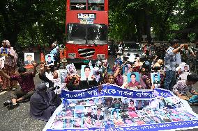 Family Members Of Victims Of Enforced Disappearance Protest In Front Of The Chief Adviser Official Residence In Dhaka.