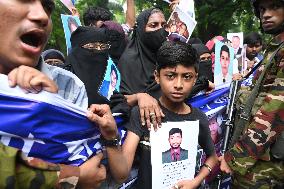 Family Members Of Victims Of Enforced Disappearance Protest In Front Of The Chief Adviser Official Residence In Dhaka.