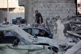 Gazans Search Through Rubble Following Strike