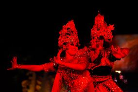 An Indonesian Traditional Dance Team Performs The Dance Act For The Ravan Mythological Story