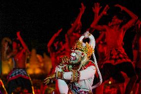 An Indonesian Traditional Dance Team Performs The Dance Act For The Ravan Mythological Story