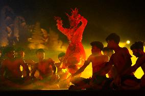 An Indonesian Traditional Dance Team Performs The Dance Act For The Ravan Mythological Story