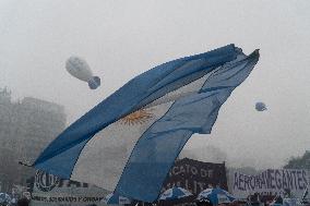 Demonstrators In Front Of The Chamber Of Deputies Of Argentina