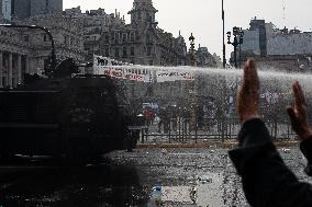 Demonstrators In Front Of The Chamber Of Deputies Of Argentina