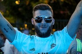 UEFA World Cup Fans Arrive For Real Madrid Vs Atalanta Game In Warsaw