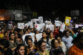 Citizen Protest Against Rape And Murder Of Doctor In Kolkata On The Eve Of 78th Indian Independence Day.