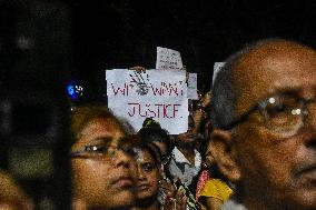 Citizen Protest Against Rape And Murder Of Doctor In Kolkata On The Eve Of 78th Indian Independence Day.