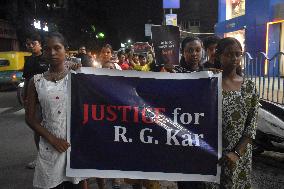 Mass Protest For Rape And Murder Of A PGT Women Doctor In Kolkata, India