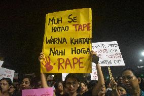 Mass Protest For Rape And Murder Of A PGT Women Doctor In Kolkata, India