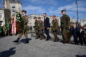 Poland's Deputy PM And Defence Minister Wreath Laying Ceremony During The Army Day In Warsaw.