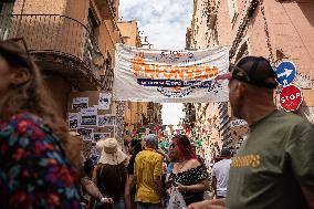 Graffiti And Messages Against Tourism In Barcelona.