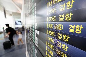 Flight cancellations due to approaching typhoon