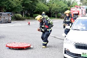 New Energy Electric Vehicle Fire Drill