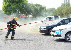 New Energy Electric Vehicle Fire Drill