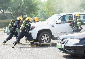 New Energy Electric Vehicle Fire Drill