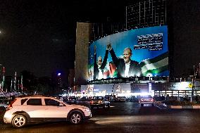 Banner Displaye Late Hamas Leader And Iranian President - Tehran