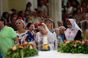 Procession Of The Virgen De La Paloma In Madrid.