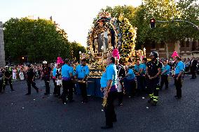 Procession Of The Virgen De La Paloma In Madrid.