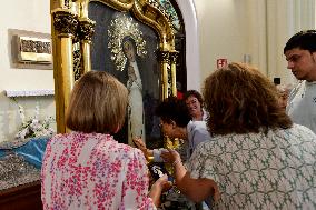 Procession Of The Virgen De La Paloma In Madrid.