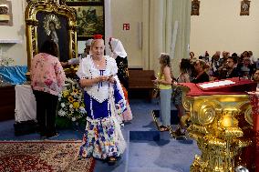 Procession Of The Virgen De La Paloma In Madrid.