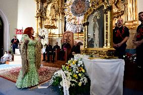 Procession Of The Virgen De La Paloma In Madrid.