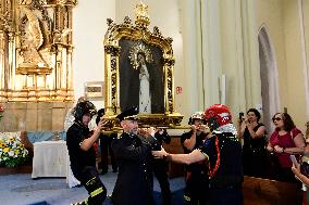 Procession Of The Virgen De La Paloma In Madrid.