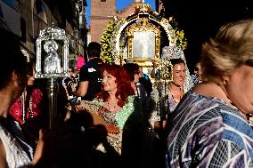 Procession Of The Virgen De La Paloma In Madrid.