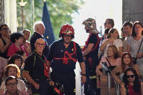 Procession Of The Virgen De La Paloma In Madrid.