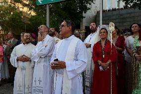 Procession Of The Virgen De La Paloma In Madrid.