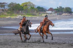 Horse Riders Perform At The Komune Beach In Bali