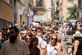 The Decorated Streets Of The Gracia Festival In Barcelona.