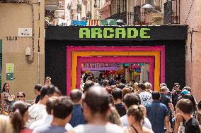 The Decorated Streets Of The Gracia Festival In Barcelona.