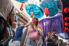 The Decorated Streets Of The Gracia Festival In Barcelona.