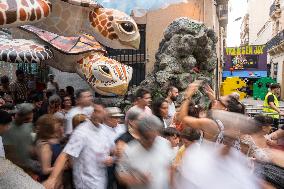 The Decorated Streets Of The Gracia Festival In Barcelona.