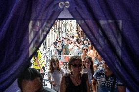 The Decorated Streets Of The Gracia Festival In Barcelona.