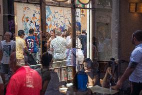 The Decorated Streets Of The Gracia Festival In Barcelona.